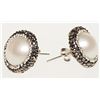 Image 2 : #10-FRESHWATER PEARL W/ CRYSTAL ACCENTS EARRINGS