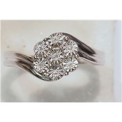 #11-STERLING SILVER 7 DIAMOND RING