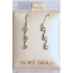 #18-10KT GOLD CUBIC ZIRCONIA TEAR DROP EARRINGS
