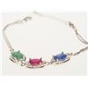 Image 3 : #21-STERLING SILVER GENUINE GEMSTONES BRACELET