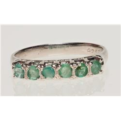 #23-STERLING SILVER EMERALD STONE RING W/COA