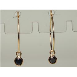 #29-14KT GOLD BLACK DIAMOND EARRINGS W/COA