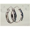 Image 1 : #32-.925 SILVER DIAMOND HOOP EARRINGS W/COA