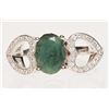 Image 1 : #34-STERLING SILVER GENUINE EMERALD & CZ RING