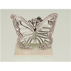 #38-.925 SILVER DIAMOND BUTTERFLY PENDANT W/COA