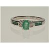 Image 1 : #41-STERLING SILVER EMERALD(0.35CT) RING W/COA
