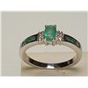 Image 2 : #41-STERLING SILVER EMERALD(0.35CT) RING W/COA