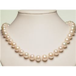 #44-.925 SILVER CLASP PEARL NECKLACE W/COA