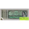 Image 1 : B) 5PCS 1954 ONE DOLLAR NOTES