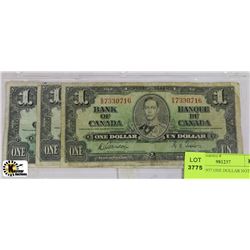 A) 3PCS 1937 ONE DOLLAR NOTES