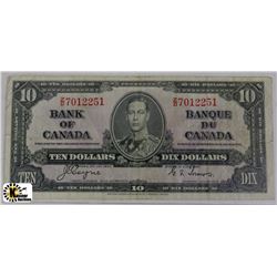 S) 1 PC 1937 TEN DOLLAR NOTE COYEN TOWERS