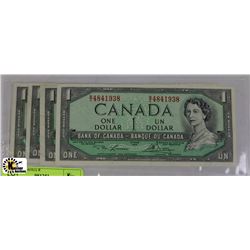 N) 4 PCS 1954 ONE DOLLAR NOTES