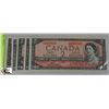 Image 1 : O) 5PCS 1954 TWO DOLLAR NOTES