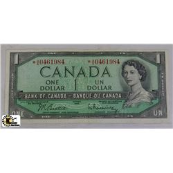 J) 1 PCS 1954 ONE DOLLAR NOTE A/A REPLACEMENT NOTE
