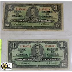 P) 2PCS 1937 ONE DOLLAR NOTE COYNE TOWERS&GORDON