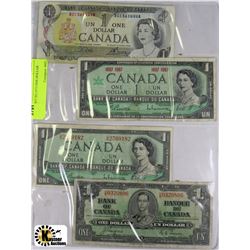 C) 4PCS 1937 TO 1973 ONE DOLLAR NOTES