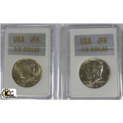 W) 2 PCS USA JFK SILVER HALVES 1964