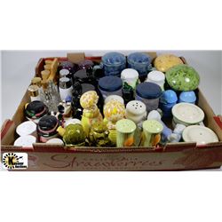 FLAT WITH COLLECTORS SALT AND PEPPER SHAKERS