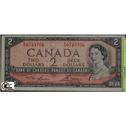 1954 CANADIAN TWO DOLLAR BANKNOTE ON CHOICE