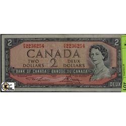 1954 CANADIAN TWO DOLLAR BANKNOTE ON CHOICE
