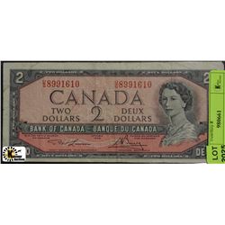 1954 CANADIAN TWO DOLLAR BANKNOTE ON CHOICE