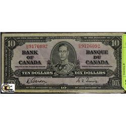 1937 CANADIAN TEN DOLLAR BANKNOTE ON CHOICE