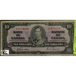 1937 CANADIAN TEN DOLLAR BANKNOTE ON CHOICE