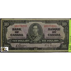 1937 CANADIAN TEN DOLLAR BANKNOTE ON CHOICE