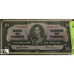 1937 CANADIAN TEN DOLLAR BANKNOTE ON CHOICE