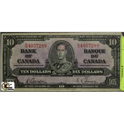 1937 CANADIAN TEN DOLLAR BANKNOTE ON CHOICE