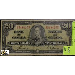 1937 CANADIAN TWENTY DOLLAR BANKNOTE ON CHOICE