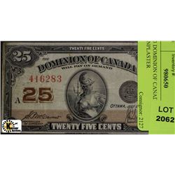 1923 DOMINION OF CANADA 25 CENT SHINPLASTER