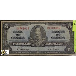 1937 FIVE DOLLAR BANKNOTE ON CHOICE