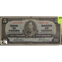 1937 FIVE DOLLAR BANKNOTE ON CHOICE