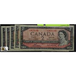 COLLECTION OF FIVE 1954 TWO DOLLAR BANKNOTES
