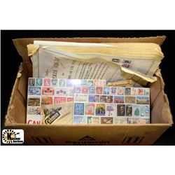 BOX WITH ASSORTED COLLECTOR STAMPS,BOOKS,