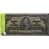 Image 1 : A.1937 BANK OF CANADA $20.00 BANK NOTE