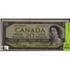 Image 1 : C.1954 BANK OF CANADA $20.00 BANK NOTE