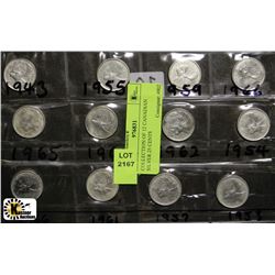 COLLECTION OF 12 CANADIAN SILVER 25 CENTS