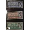 Image 1 : 1954 ONE, TWO, & FIVE DOLLAR BANKNOTES