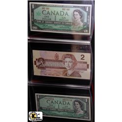 F)LOT OF 3  CANADIAN DOLLAR BILLS INCL. 1967