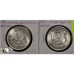 B)LOT OF 2-1921 MORGAN SILVER USA DOLLARS
