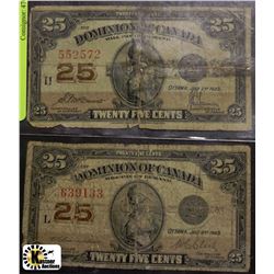 E)2 DOMINION OF CANADA 25 CENT SHINPLASTERS