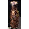 Image 1 : PALM DAIRIES MILK BOTTLE W/ COLLECTION OF PENNIES