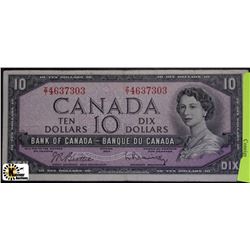 Y)CANADIAN $10 DOLLAR BANK NOTE 1954