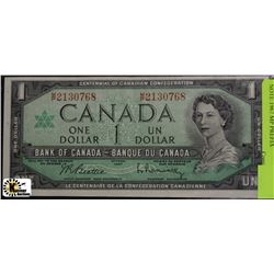 Z)CANADIAN $1 DOLLAR BANK NOTE 1967 MP PREFIX