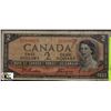 Image 1 : C)1954 CANADIAN TWO DOLLAR DEVILS FACE BANK NOTE
