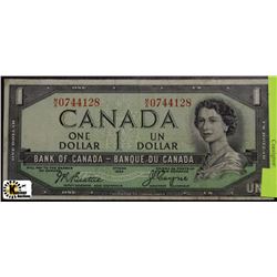T)BANK OF CANADA $1 DEVILS FACE 1954 NOTE