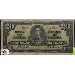 F)CANADIAN $20 DOLLAR 1937 BANK NOTE