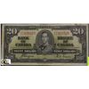 Image 1 : F)CANADIAN $20 DOLLAR 1937 BANK NOTE